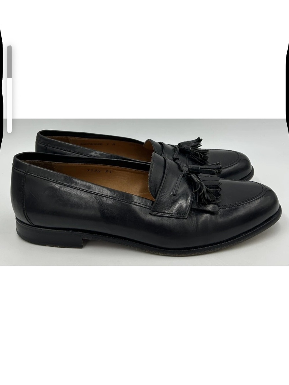 Mezlan Santander Kiltie Tassel Loafer Black Leather Shoes Mens Size 9 M $275
